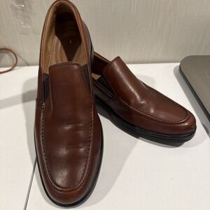 Clarks‎ Unstructured Aldric Mens Slip On Leather Loafers Dark Tan Size 12 M